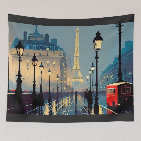 Item preview, “Paris Nocturne: Watercolor Night Tapestry of Timeless Beauty”…Art By Carraann designed and sold by CARRAANN.