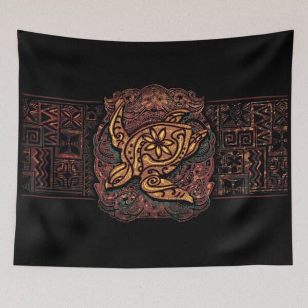 Item preview, Retro Hawaiian Tribal Turtle DIve Shirt Design 034 designed and sold by sunnthreads.