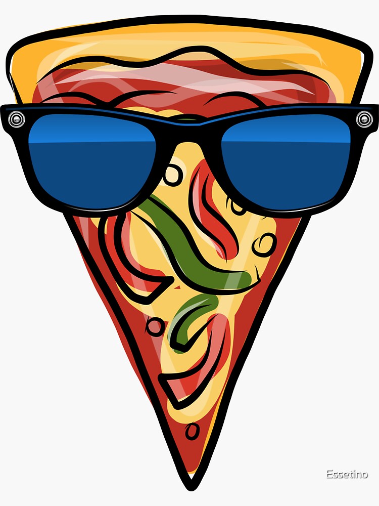 “Funny Pizza Emoji Sunglasses Pepperoni Cheese Novelty Gift " Sticker