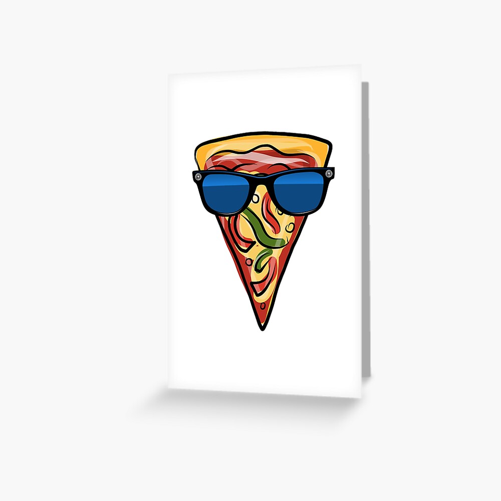 “Funny Pizza Emoji Sunglasses Pepperoni Cheese Novelty Gift " Greeting