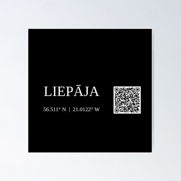 city of liepĀja latvija text gps coords - dark poster