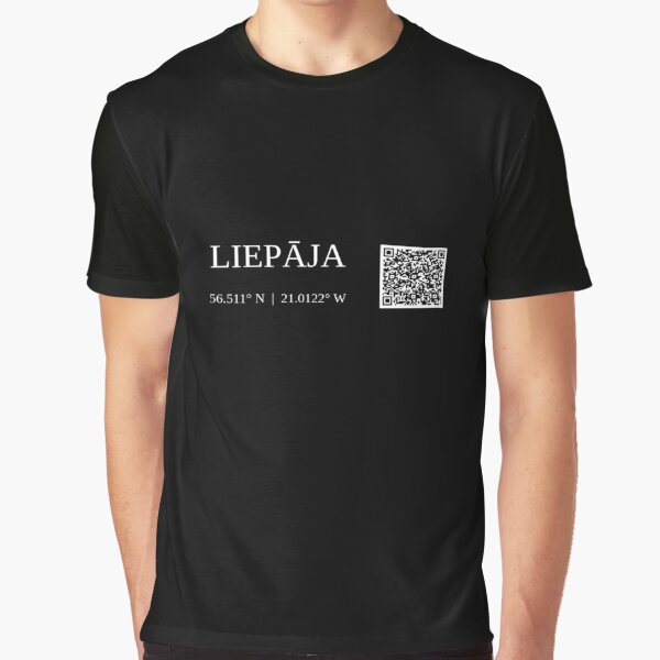 city of liepĀja latvija text gps coords - dark t-shirt graphique