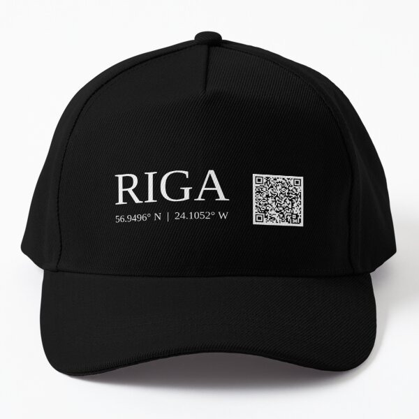 city of riga latvija text gps coords - dark casquette de baseball