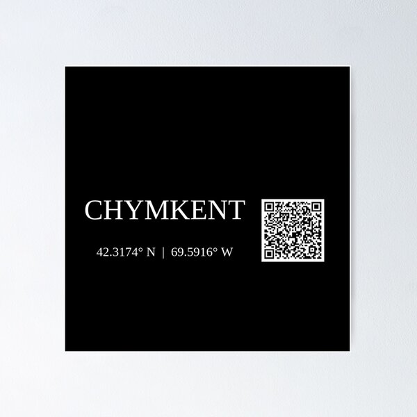 city of chymkent kazakhstan text gps coords - dark poster