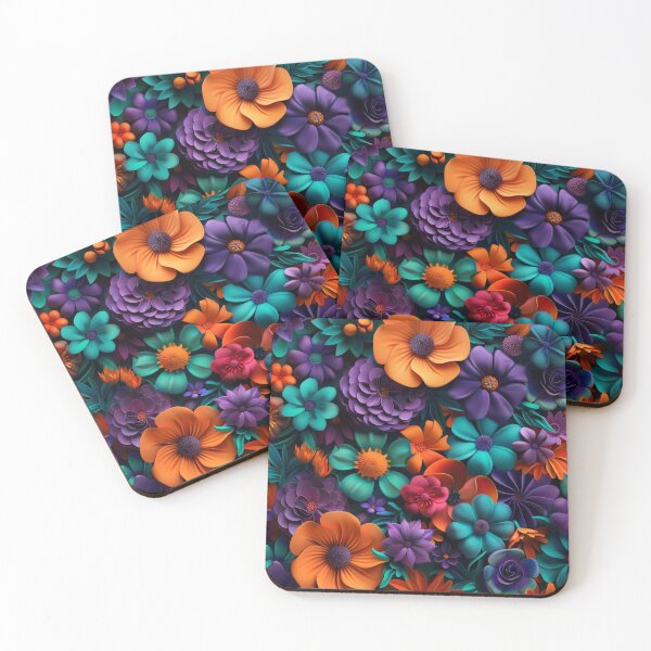 Artikelvorschau, Lila-orangefarbenes Blumenmuster entworfen und verkauft von NicolasGlowArt.