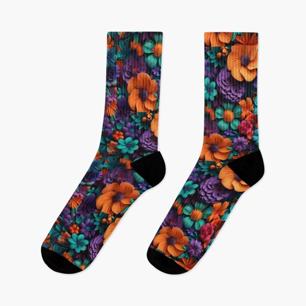 Artikelvorschau, Lila-orangefarbenes Blumenmuster entworfen und verkauft von NicolasGlowArt.