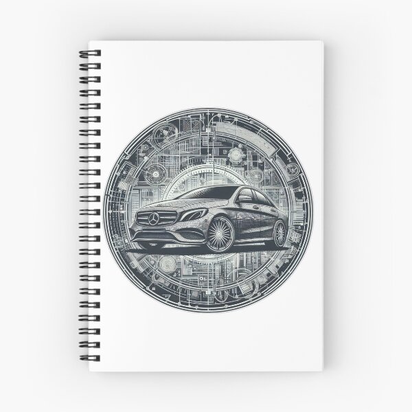 Item preview,  Mercedes logo with drawing and mechanisms  black and white wallpaper designed and sold by Expressions-Sel.