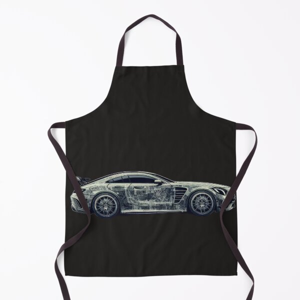 Item preview, Mercedes drawing and mechanisms black and white wallpaper designed and sold by Expressions-Sel.