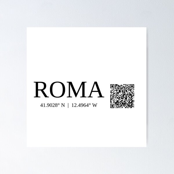 city of roma italy text gps coords - light poster