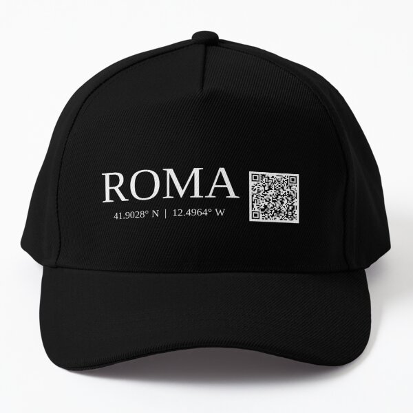 city of roma italy text gps coords - dark casquette de baseball