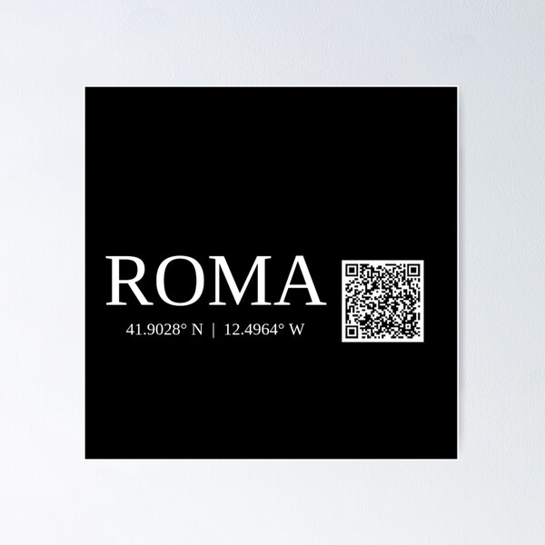 city of roma italy text gps coords - dark poster