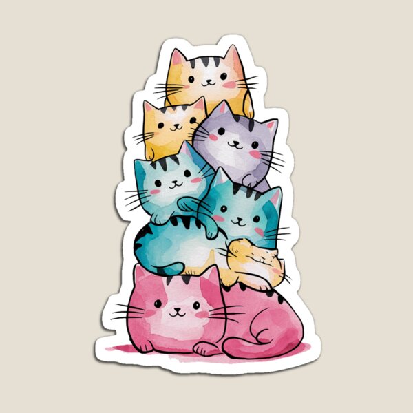 Item preview, Stacked Cuteness: Watercolor Cats designed and sold by mYaro.