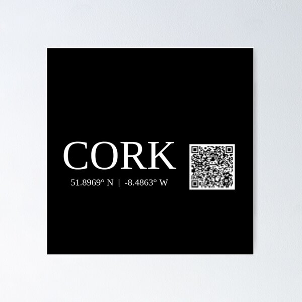 city of cork ireland text gps coords - dark poster