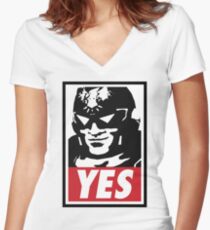 "YES!" Women's Fitted V-Neck T-Shirt