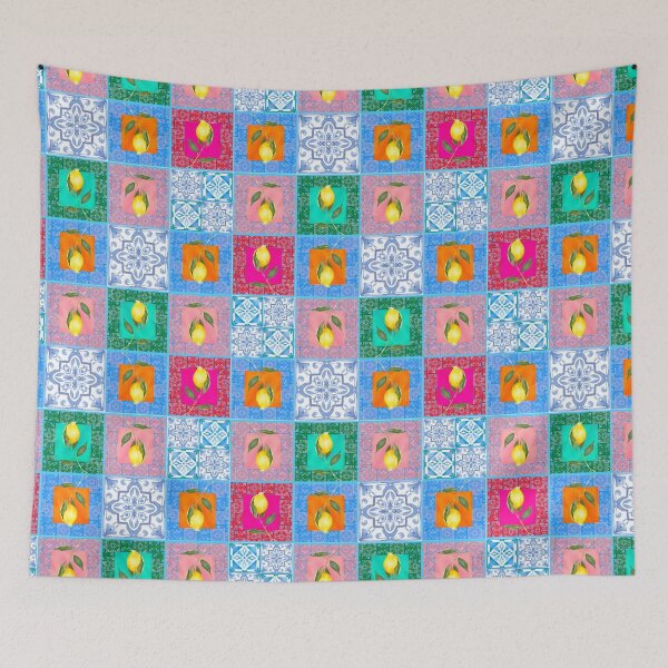 Item preview, Blue,colorful,lemon,mosaic tiles,Mediterranean tiles  designed and sold by MariaMarinova.
