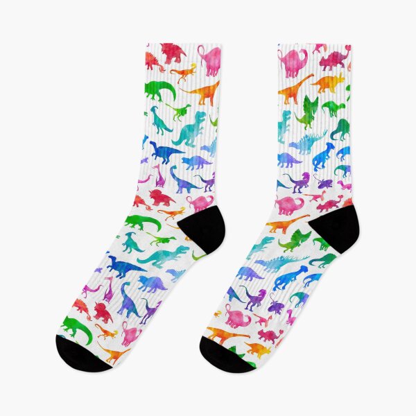 Item preview, Dinosaur Ombre Rainbow Watercolor Silhouettes on White designed and sold by SamAnnDesigns.