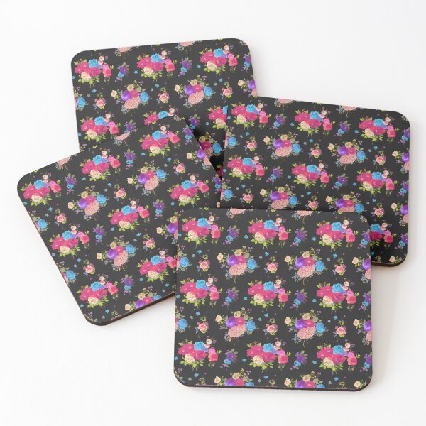 Item preview, Brain Flower Pattern with Bright Roses on Black Background designed and sold by VoyteksDesigns.