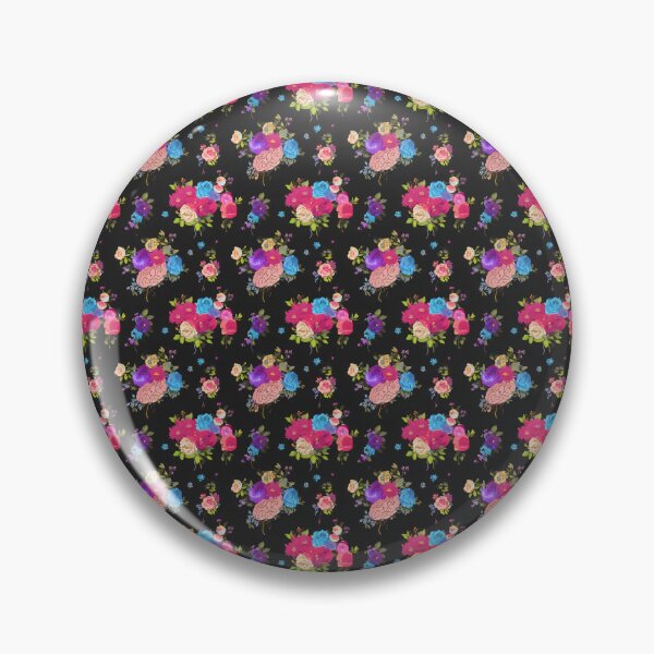 Item preview, Brain Flower Pattern with Bright Roses on Black Background designed and sold by VoyteksDesigns.