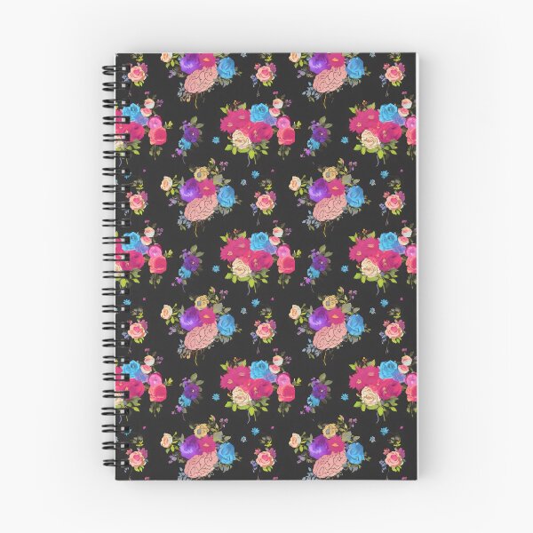 Item preview, Brain Flower Pattern with Bright Roses on Black Background designed and sold by VoyteksDesigns.