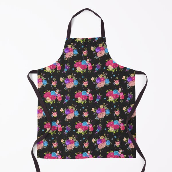 Item preview, Brain Flower Pattern with Bright Roses on Black Background designed and sold by VoyteksDesigns.