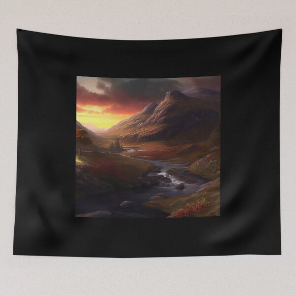 Item preview, Dusk Scottish Highlands Painting (Gustave Dore Inspired) designed and sold by ZGigerBarker.