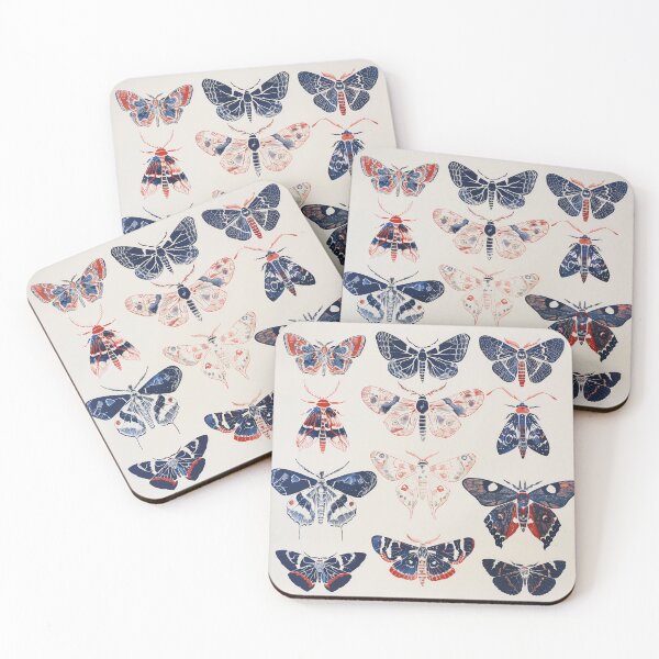 Item preview, Red and Blue Moth Prints designed and sold by wyntera.