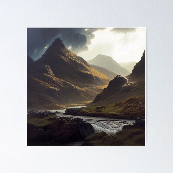 Item preview, Scottish Highlands Cloudy Painting (Gustave Dore Inspired) designed and sold by ZGigerBarker.