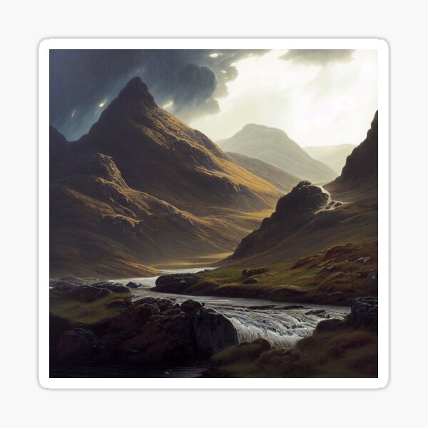 Item preview, Scottish Highlands Cloudy Painting (Gustave Dore Inspired) designed and sold by ZGigerBarker.