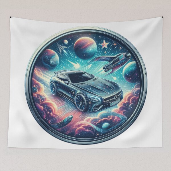 Item preview,  Mercedes logo with cosmic planets background  wallpaper designed and sold by Expressions-Sel.