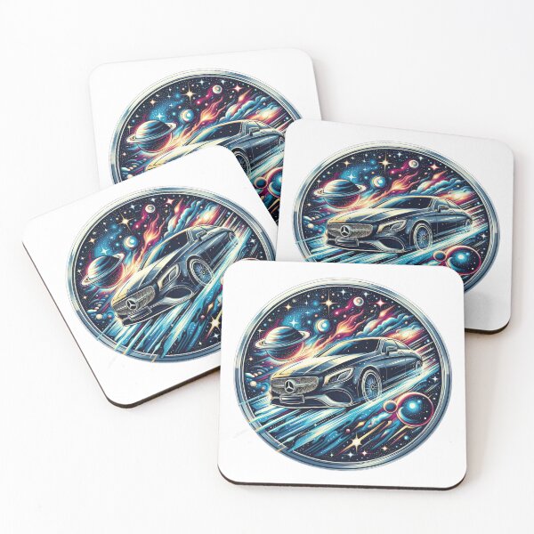 Item preview, black Mercedes logo with cosmic planets background  wallpaper designed and sold by Expressions-Sel.
