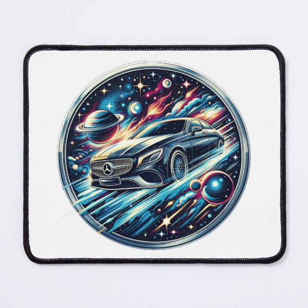 Item preview, black Mercedes logo with cosmic planets background  wallpaper designed and sold by Expressions-Sel.