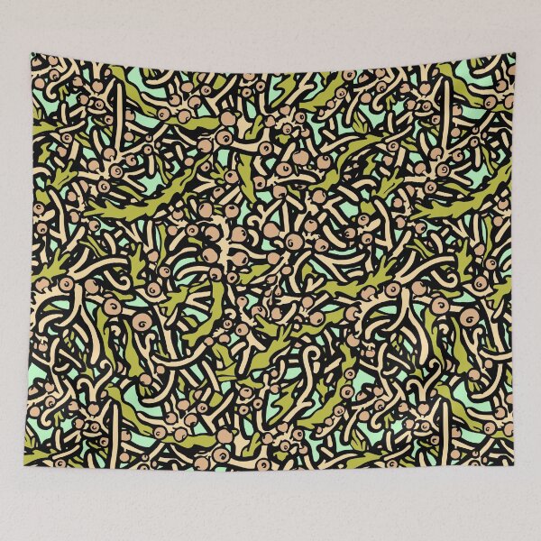 Item preview, Macroalgae Repeating Patterns: Sargassum, black line designed and sold by Chrysasaur.