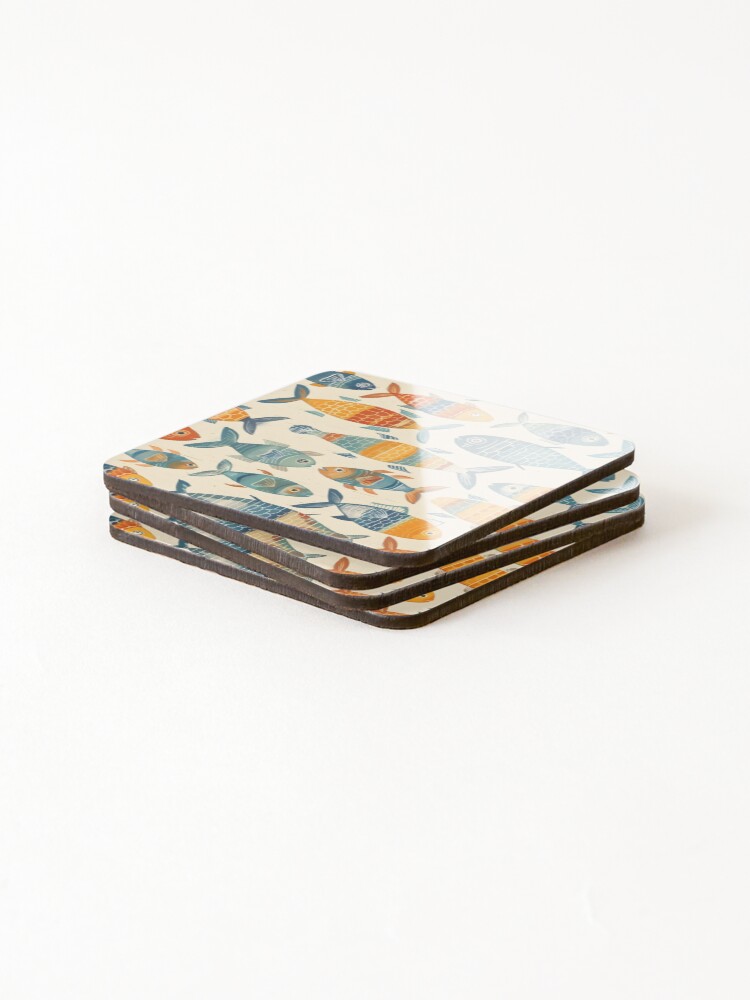 Thumbnail 4 of 5, Coasters (Set of 4), Colorful Fish Pattern, Painted Colorful Fish Pattern designed and sold by FinFriends.