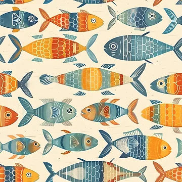Artwork thumbnail, Colorful Fish Pattern, Painted Colorful Fish Pattern by FinFriends