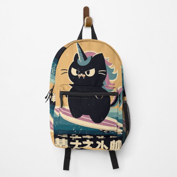 Item preview, Vintage Japanese Black Unicorn Cat Surfer designed and sold by IAPICTURE.