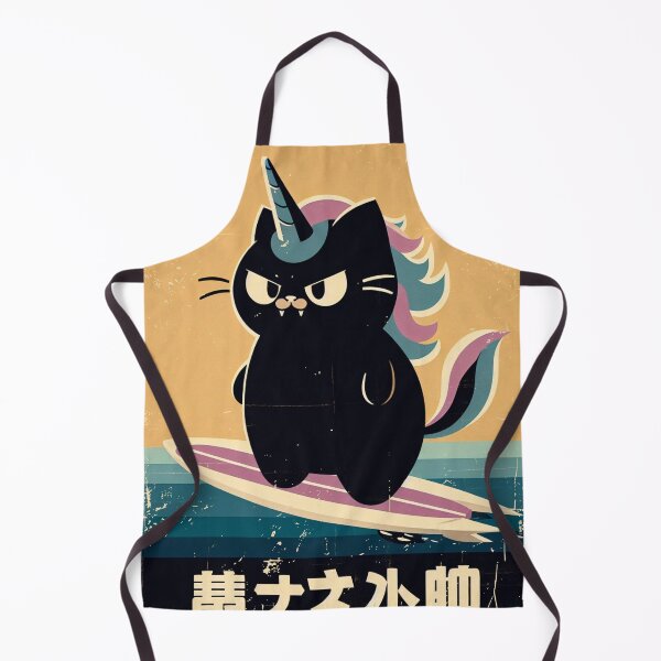 Item preview, Vintage Japanese Black Unicorn Cat Surfer designed and sold by IAPICTURE.