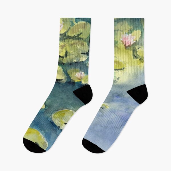 Item preview, lily pads in a Pond watercolor designed and sold by Artbydekloe.