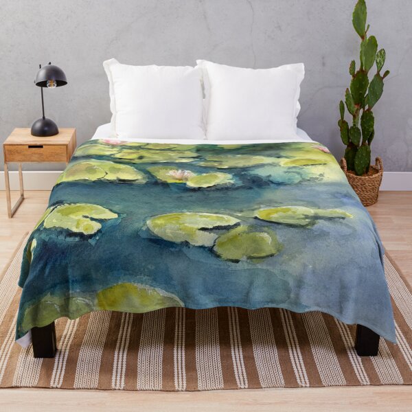 Item preview, lily pads in a Pond watercolor designed and sold by Artbydekloe.