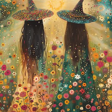 Artwork thumbnail, Witches Watch The Summer Solstice Wildflowers Witchcraft Floral Painting by Arwen-Art