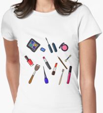 Cosmetics hand drawn illustration Women's Fitted T-Shirt