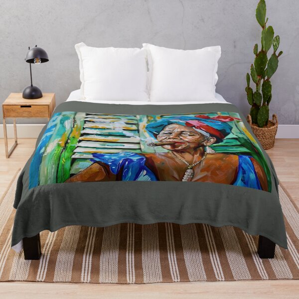 Item preview, Vibrant Cuban Charm - Joyful Woman Embracing Tradition with a Classic Cigar designed and sold by OlfactoART Studio.