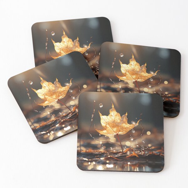 Item preview, "Single Close-Up Leaf Falling into Rain Puddle: Serene Nature Photography" designed and sold by Bohospiritart.