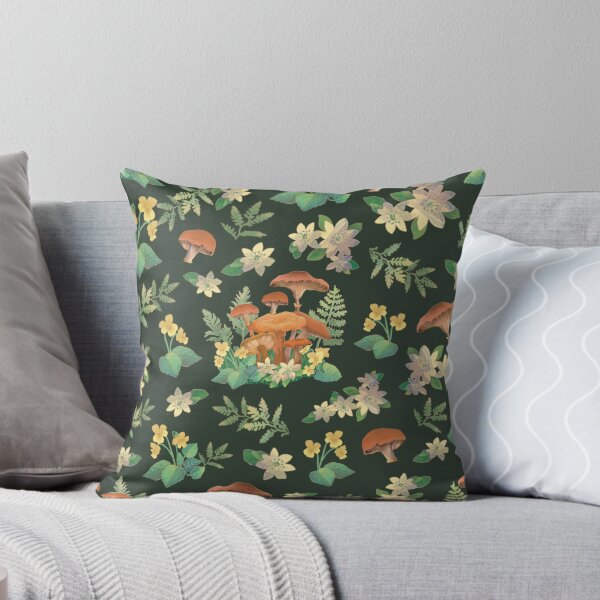 Item preview, Woodland Mushrooms Pattern, Deep Forest Green designed and sold by SusanFayeCarr.