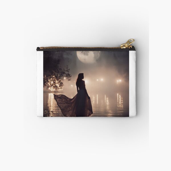 Item preview, "Silhouette of Woman in Flowing Dress: Enchanting Harvest Moon Art" designed and sold by Bohospiritart.