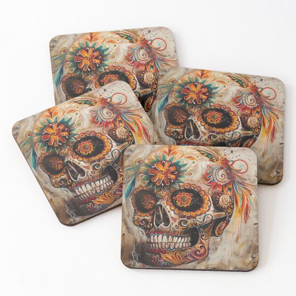 Item preview, Day of the Dead Skull Painting Grey 1 designed and sold by AstroRisq.