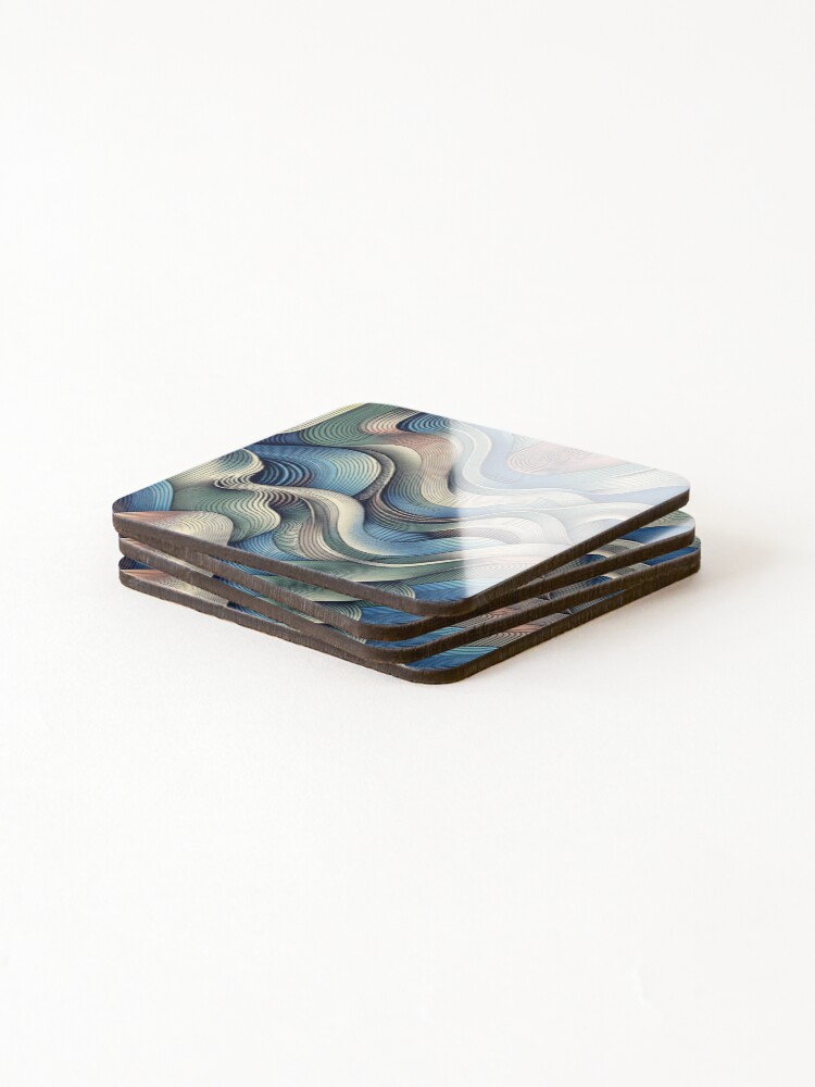 Thumbnail 4 of 5, Coasters (Set of 4), Colorful Sound Wave Pattern designed and sold by ArtemisDesignAI.