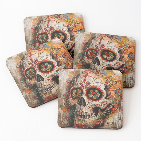 Item preview, Day of the Dead Skull Painting Grey 3 designed and sold by AstroRisq.