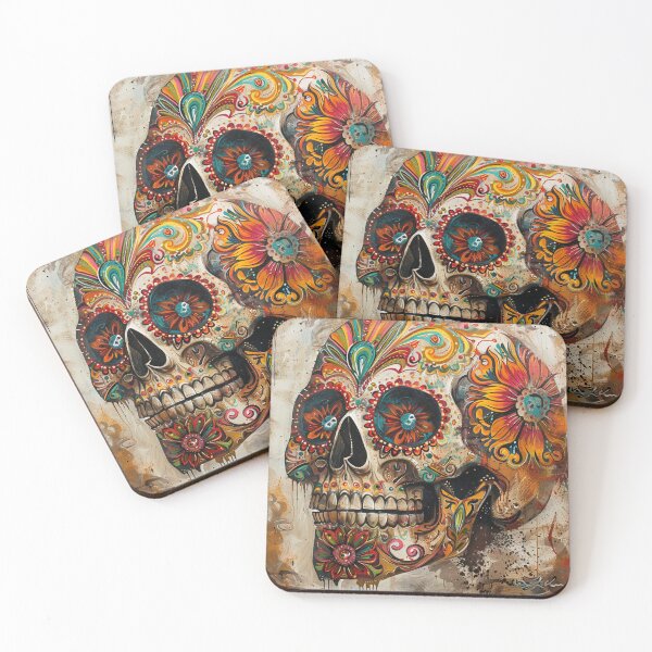 Item preview, Day of the Dead Skull Painting Grey 4 designed and sold by AstroRisq.