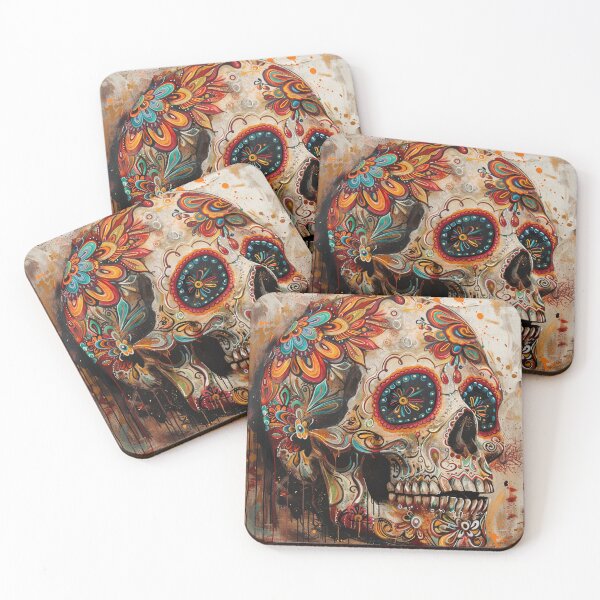 Item preview, Day of the Dead Skull Painting Grey 5 designed and sold by AstroRisq.