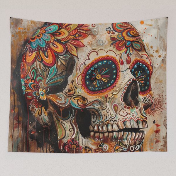 Item preview, Day of the Dead Skull Painting Grey 5 designed and sold by AstroRisq.